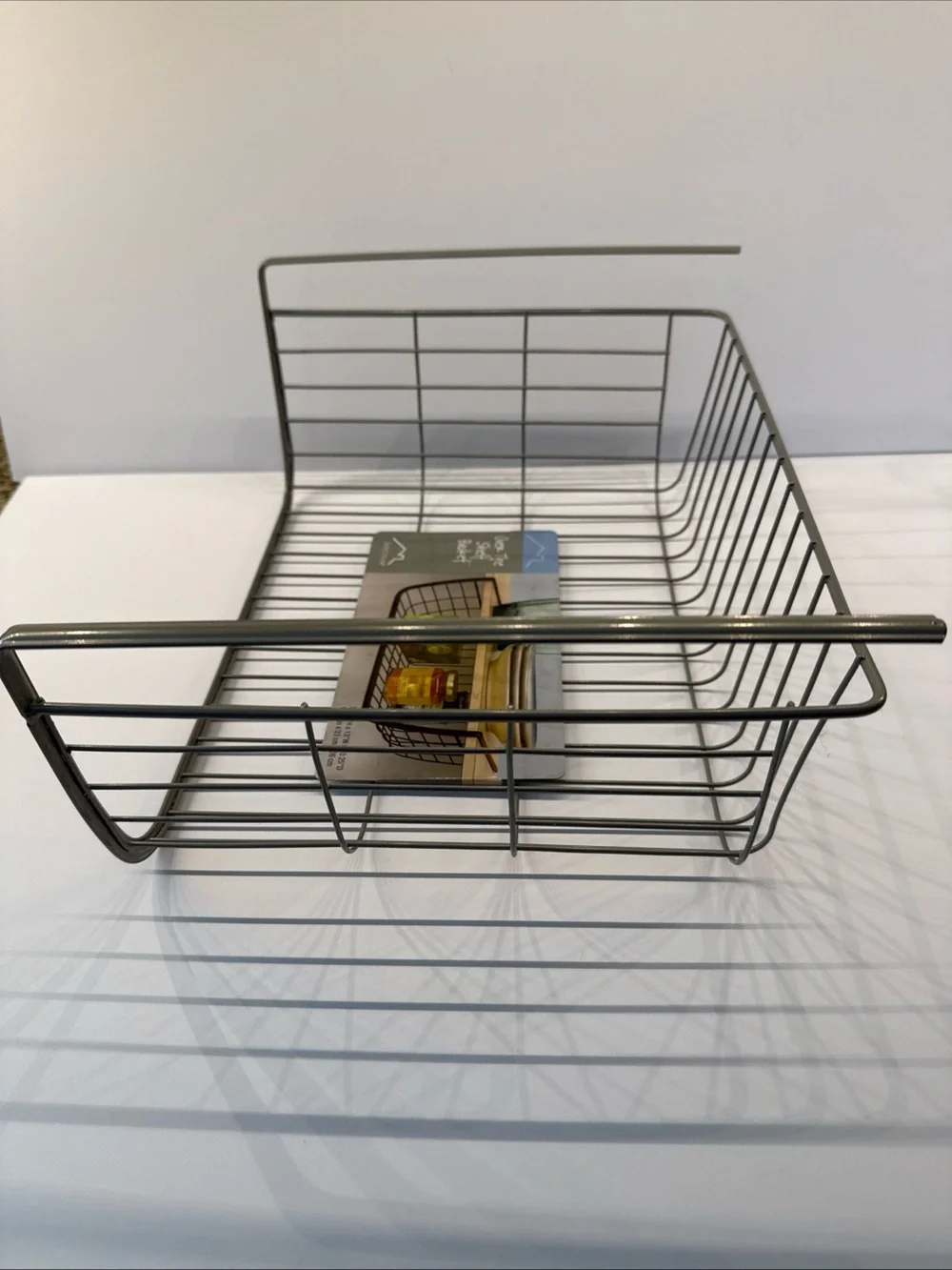 Spectrum Over-The-Shelf Wire Basket -under a shelf additional storage organizer